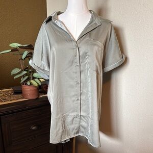 Sleek Sage Green Button-Up Shirt